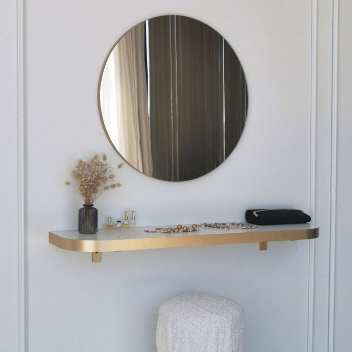 Hanah Home Espejo Dorado 60 cm Diámetro Elegante y Sofisticado para Hogar u Oficina